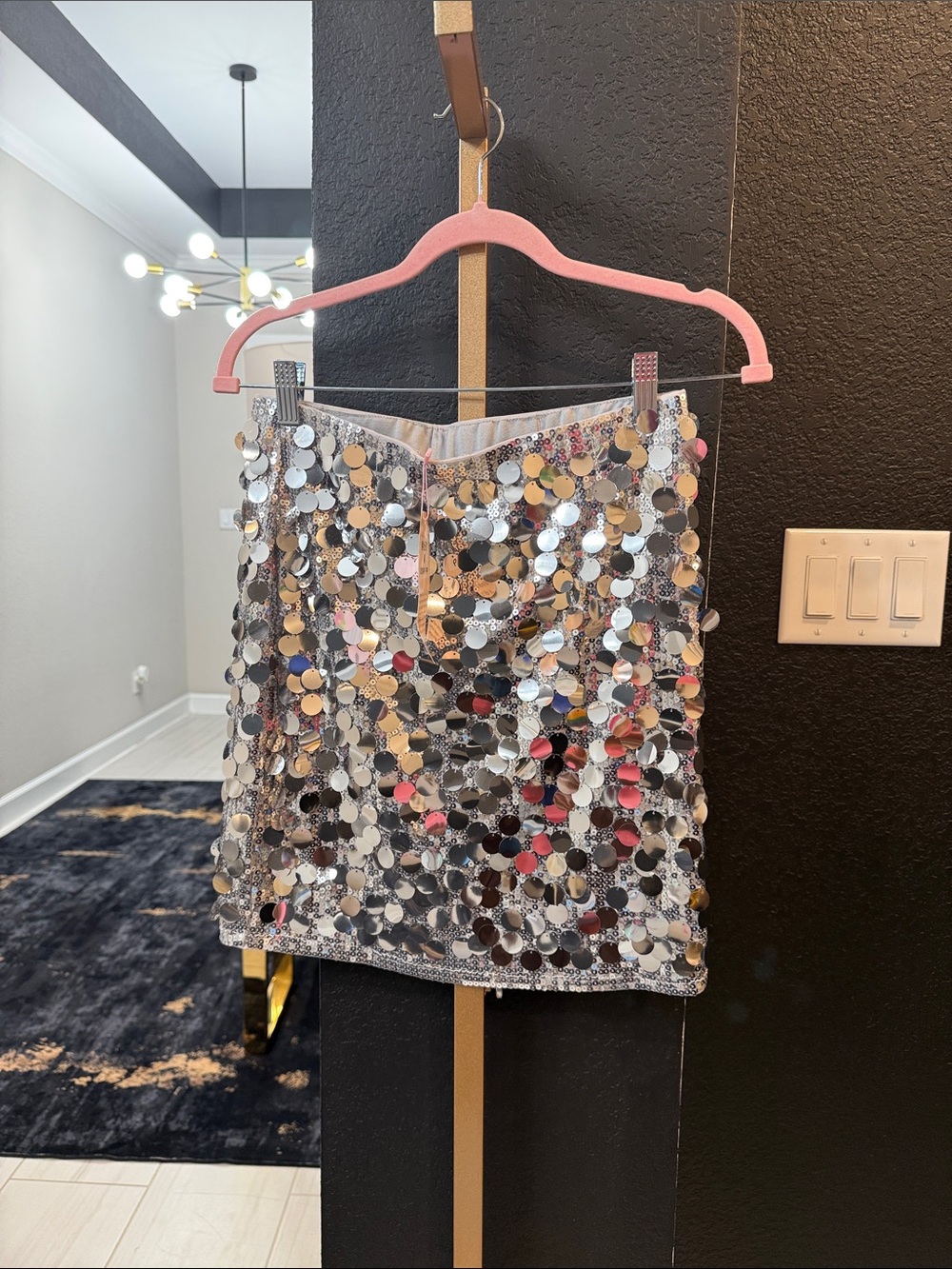 Silver Sequin Mini Skirt — Shimmering Party Style